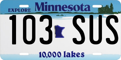 MN license plate 103SUS