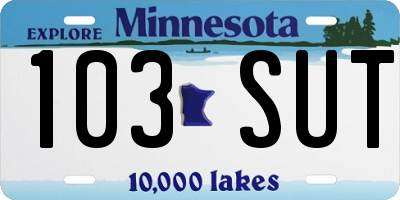 MN license plate 103SUT