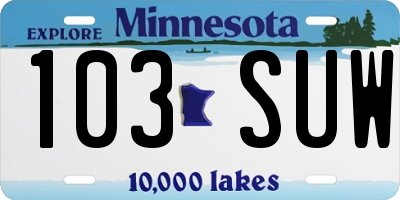 MN license plate 103SUW