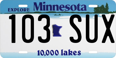 MN license plate 103SUX