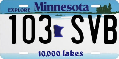 MN license plate 103SVB