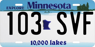 MN license plate 103SVF