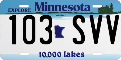 MN license plate 103SVV