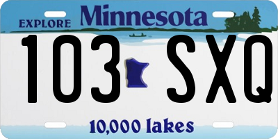 MN license plate 103SXQ