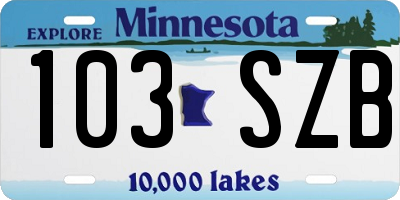 MN license plate 103SZB