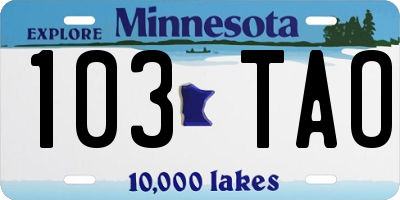 MN license plate 103TAO