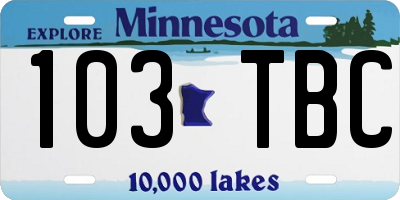 MN license plate 103TBC