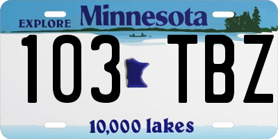 MN license plate 103TBZ