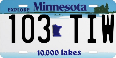 MN license plate 103TIW