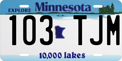MN license plate 103TJM