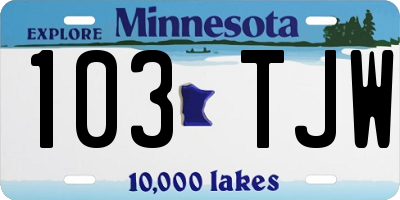 MN license plate 103TJW