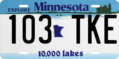 MN license plate 103TKE