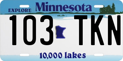 MN license plate 103TKN