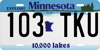 MN license plate 103TKU