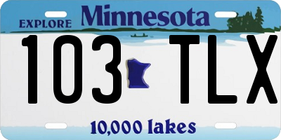 MN license plate 103TLX