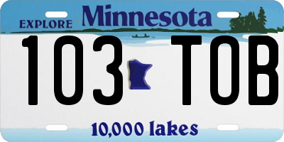 MN license plate 103TOB