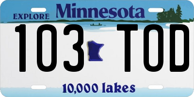 MN license plate 103TOD