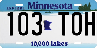 MN license plate 103TOH