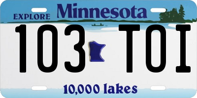 MN license plate 103TOI