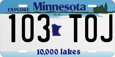 MN license plate 103TOJ