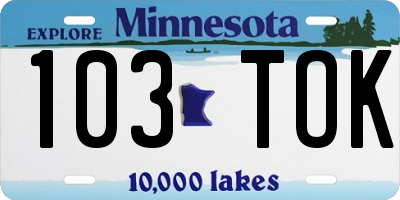 MN license plate 103TOK
