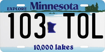 MN license plate 103TOL