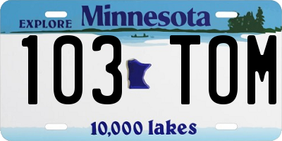 MN license plate 103TOM