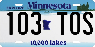 MN license plate 103TOS