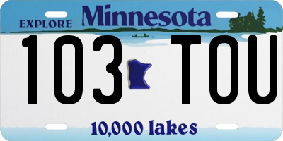 MN license plate 103TOU