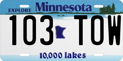 MN license plate 103TOW