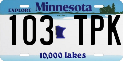 MN license plate 103TPK