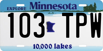 MN license plate 103TPW