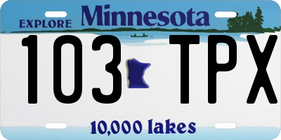 MN license plate 103TPX