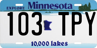 MN license plate 103TPY