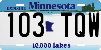 MN license plate 103TQW