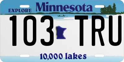 MN license plate 103TRU