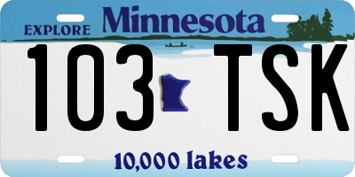 MN license plate 103TSK