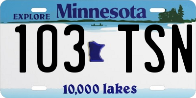 MN license plate 103TSN