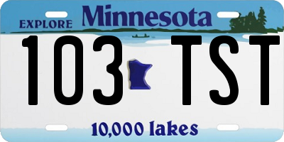 MN license plate 103TST