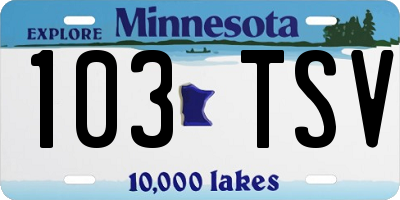 MN license plate 103TSV