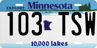 MN license plate 103TSW
