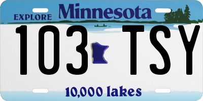 MN license plate 103TSY