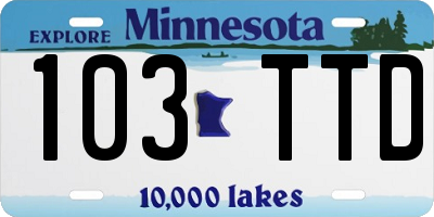 MN license plate 103TTD
