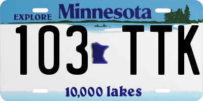 MN license plate 103TTK
