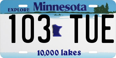 MN license plate 103TUE