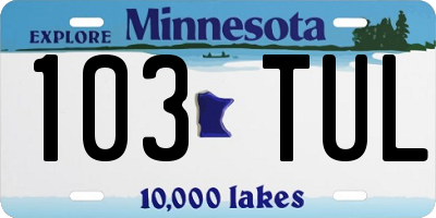 MN license plate 103TUL