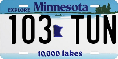MN license plate 103TUN
