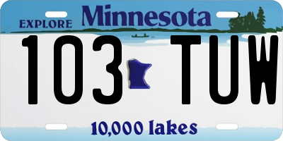 MN license plate 103TUW