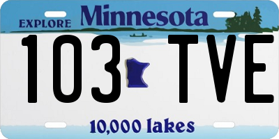 MN license plate 103TVE