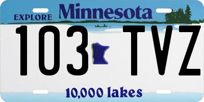 MN license plate 103TVZ